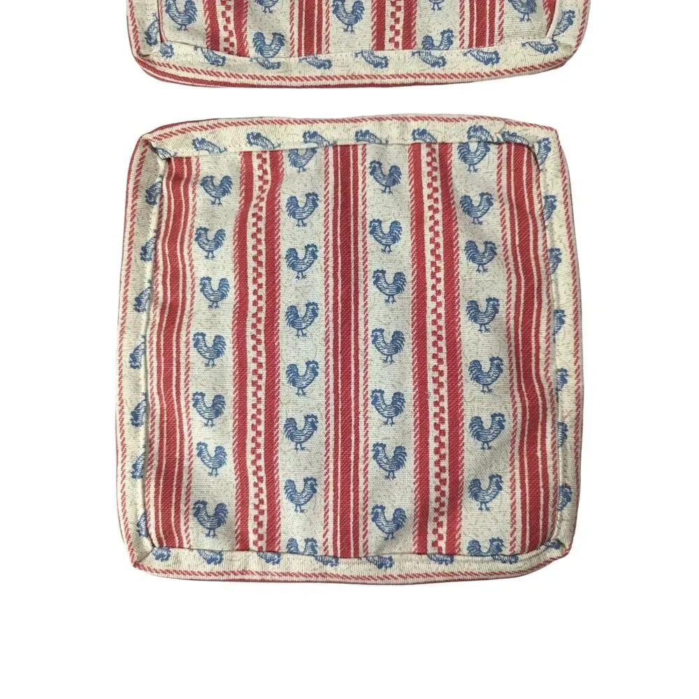 Pinwheels Potholders Rooster Stripes 2-Pc Red Gray White Cotton Poly 9 x 9-inch